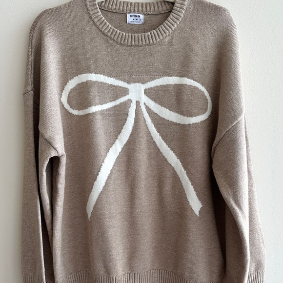 Cotton On Lux Crew Pullover, Bow Intarsia, Size Medium, NWT - Picture 8 of 16